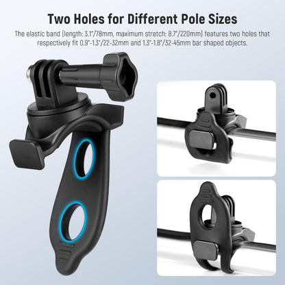 NEEWER Flexible Mount Wrap Band Compatible with GoPro DJI Insta360 Action Cameras, Motorcycle Bike Handlebar Roll Bar Tube Clip Holder Bracket Accessories for Photography Video Recording, GP-77 Black