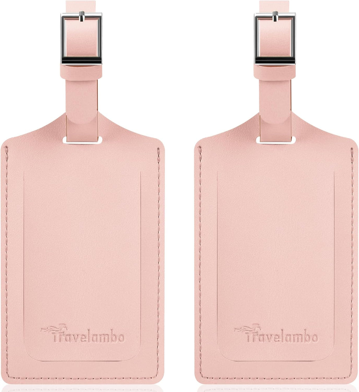 Travelambo Luggage Tags for Suitcases Faux Leather Privacy Protection 2 Pack Bag Tags Travel Accessories Essential, Lotus Pink