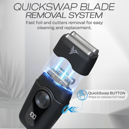 HUMMINGBIRD MK2 Compact Foil Shaver – No Nick, No Cut, No Razor Burn Face Shaver for Men, Portable USB C Rechargeable, Dual Foil Flex Head Electric Razor, LED Display, Travel Head & Facial Groomer