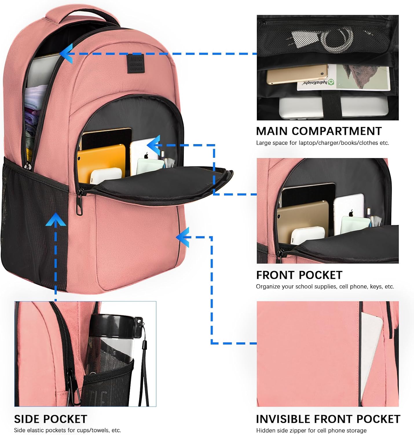 LARIPOP Extra Large Backpack,17.3 Inch Business Laptop backpack for Men Women with USB Charging Port,Water-Resistant Laptopack Weekender Daypack for Work College Computer