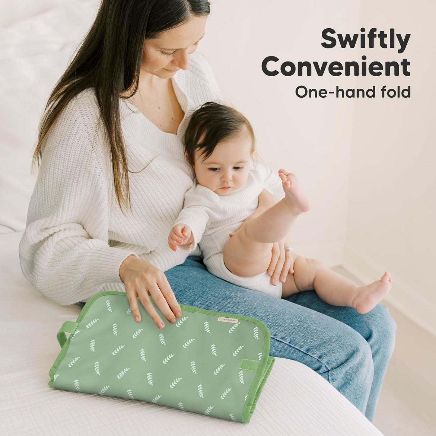 KeaBabies Portable Diaper Changing Pad, Easy Wipe Clean - Foldable Waterproof Baby Changing Mat for Diaper Bag, Compact, Lightweight, 25x13 Baby Changer Travel Essential, Machine Washable (Acacia)
