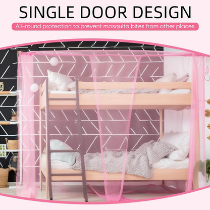 4 Corners Mosquito Net for Mosquiteros para Camas Bed Canopies Netting Bed Drapes Rectangular Mosquito Mesh for Camping Home Outdoor Travel(Pink,L75 X W47 X H59 Inch,Opening)