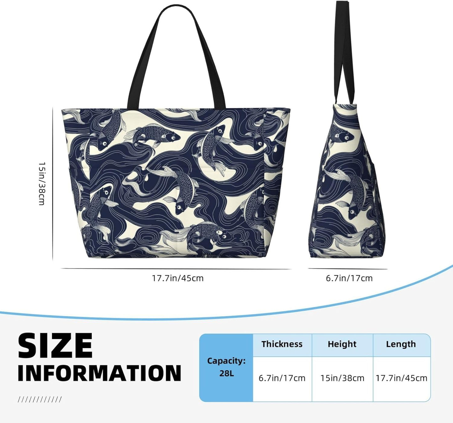 Beach Bag for Women Beach Tote Bag Waterproof Sandproof Large Bags with Zipper Big Capacity for Vacation Travel