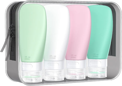 INSFIT Portable Travel Bottles, TSA Approved Leak Proof Containers for Toiletries, BPA Free Refillable Accessories for Shampoo, Body Wash, Liquids (4 Pack)