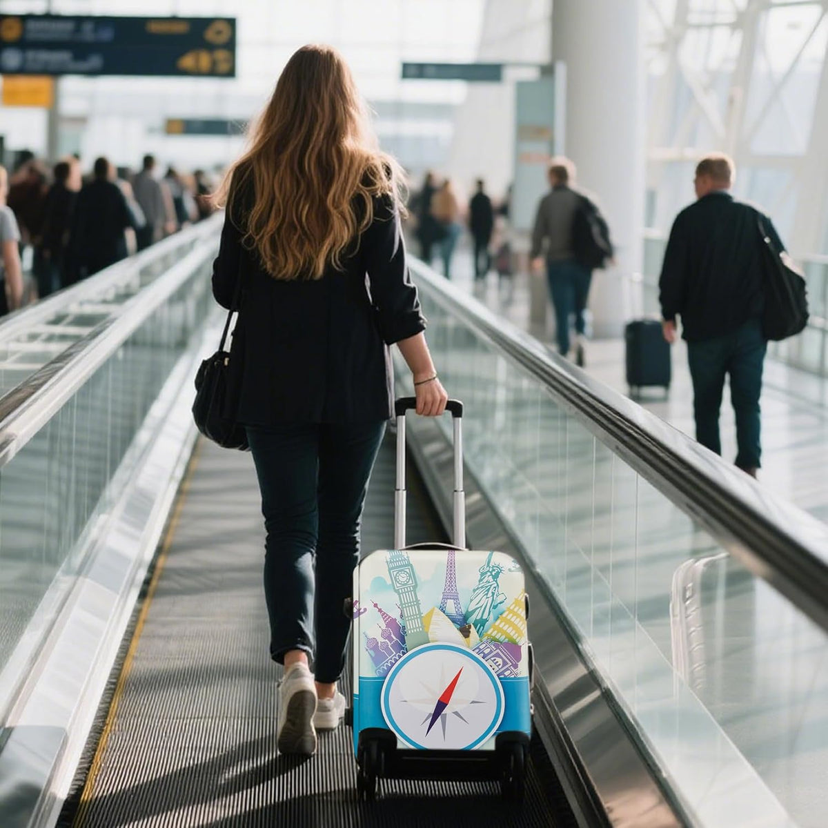 WUJIAONIAO Travel Luggage Cover Baggage Suitcase Cover Protector Skins 18-32 Inch (compass, S (for 18-20 inch luggage))