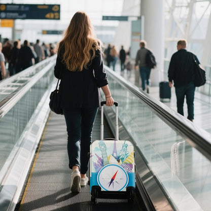 WUJIAONIAO Travel Luggage Cover Baggage Suitcase Cover Protector Skins 18-32 Inch (compass, S (for 18-20 inch luggage))