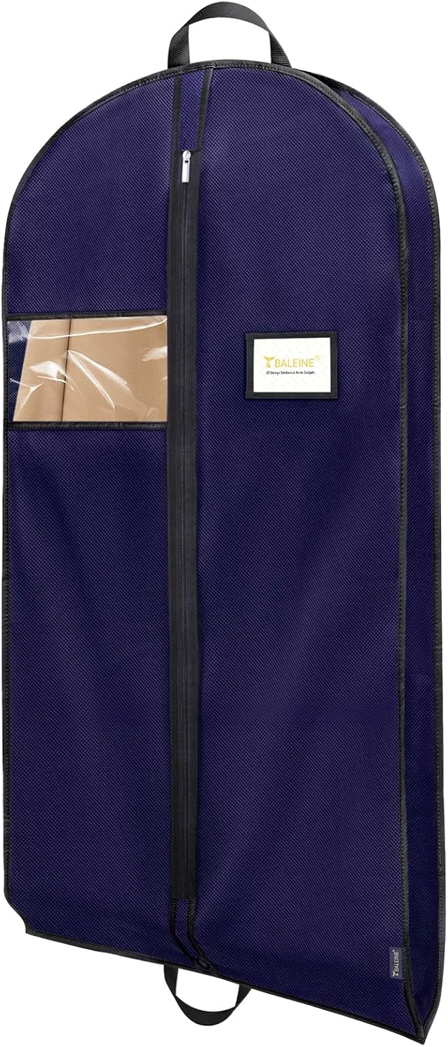 BALEINE 1PK Heavy Duty Garment Bag with Shoe Storage Travel Bag for Dresses, Suit, Coats Travel Essential (43", Blue)