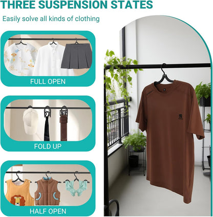 10Travel Hangers Foldable，Folding for Travtravel Hangerscruise Essentials ， 2025 Upgraded Folding Travel， Foldable for Suitcaseeling Travel Hangers (Black)