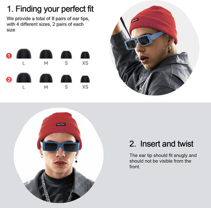 45dB Earplugs for Sleeping,Noise Cancelling Ear Plugs with 8 Pairs Ear Tips, Reusable Hearing Protection Noise Reduction Earplugs Suitable for Concerts,Travel,Work Fit Black