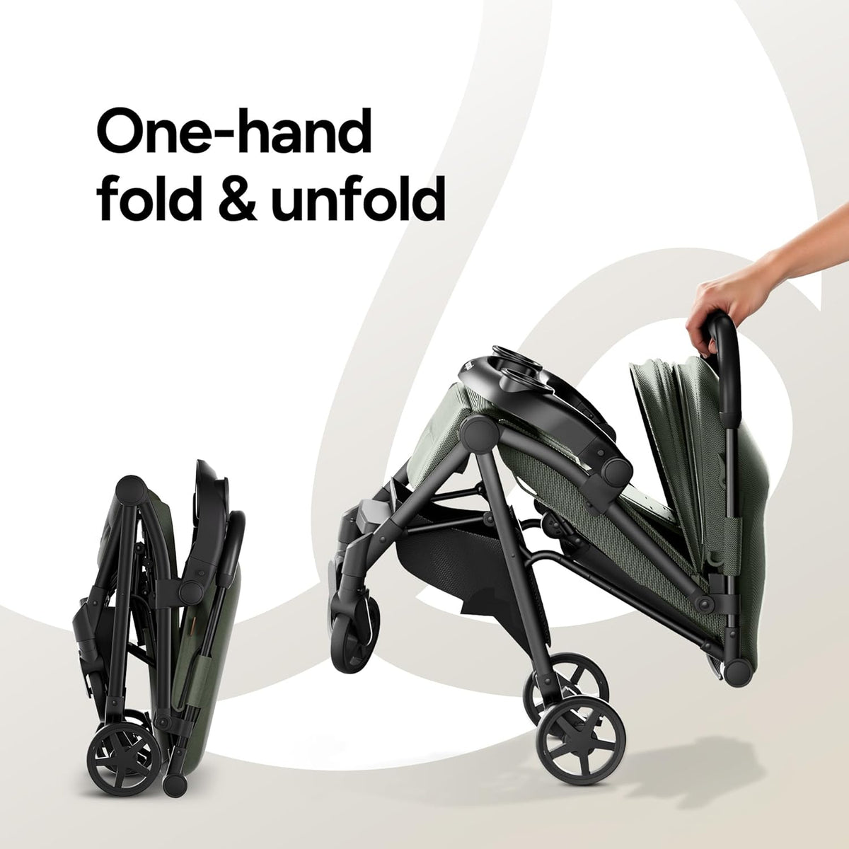 Mompush Lithe V2 Lightweight Travel Stroller, Compact Foldable Baby Stroller with Travel Bag, One-Hand Fold Stroller, Snack Tray, Mechanical Recline Seat, Airplane-Ready, UPF 50+ Canopy & Rain Cover
