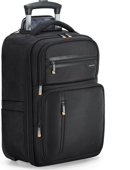 Rolling Backpack, 15.6 inch Laptop Backpack with Wheels, Flight Approved Water Resistant Underseat Carry on Lugagge Wheeled Bag for Men Women Adults, Black