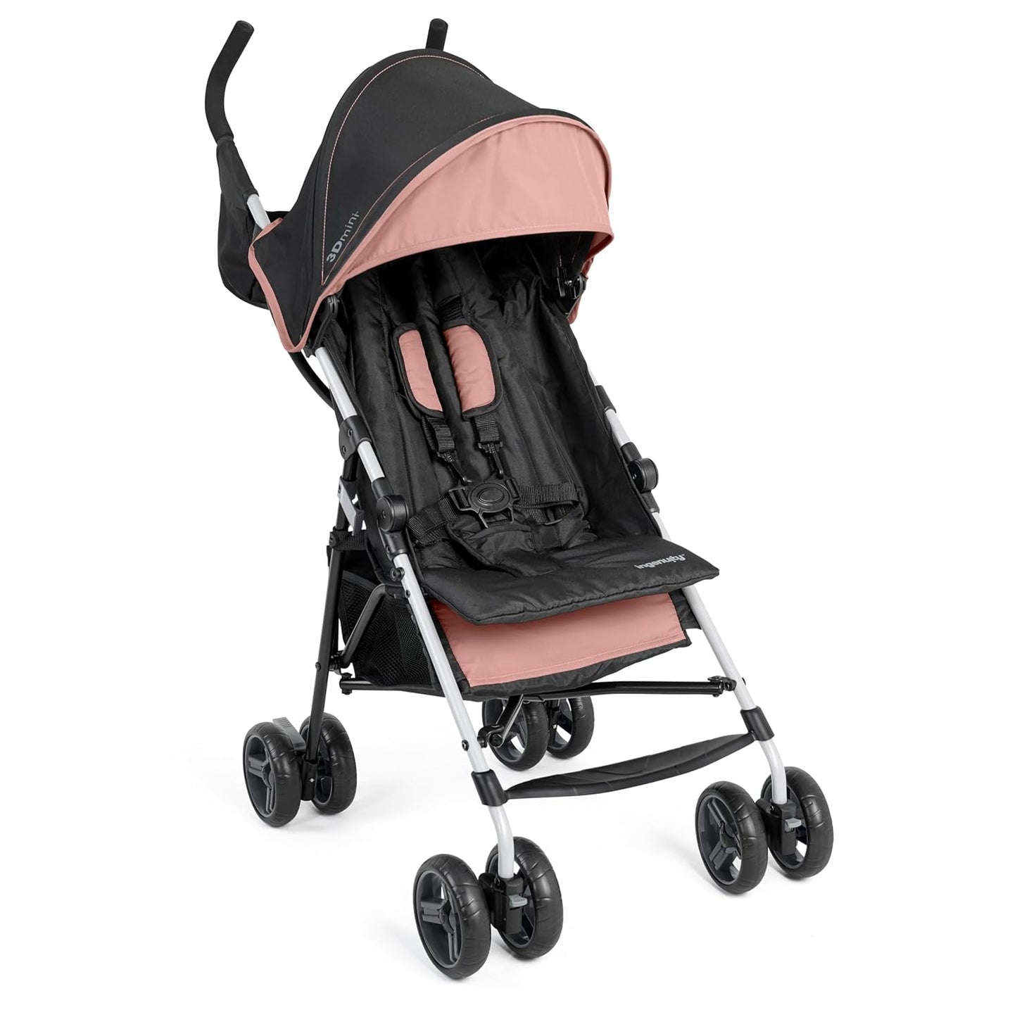 Ingenuity3D Mini Convenience Stroller – Lightweight Stroller, Compact Fold, Multi-Position Recline, Canopy with Pop Out Sun Visor and More – Umbrella Stroller for Travel, Dusty Rose Pink