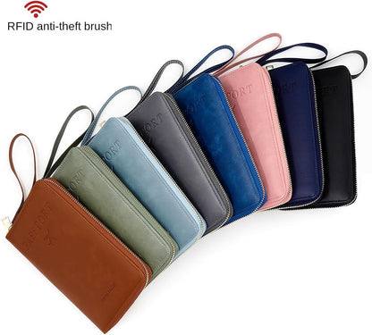 Rowgins Rfid Blocking Passport Holder Wallet, Rowgins Rfid Passport Holder with Zipper, PU Leather PassportHolder for Travel (PEACOCK BLUE)