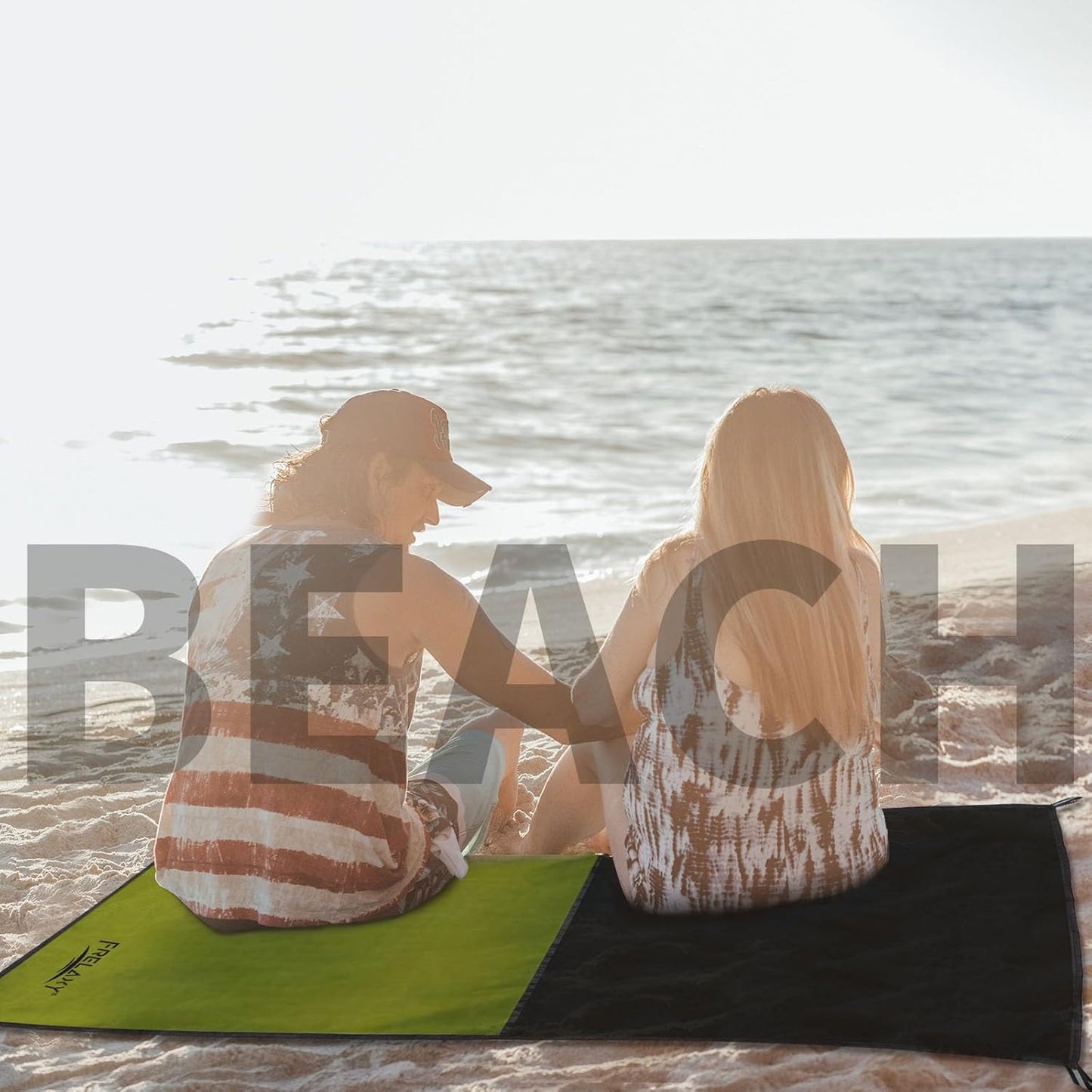 Frelaxy Pocket Picnic Blanket, Waterproof Sandproof Beach Mat, Compact Camping Tarp for Festivals, Hiking, Travel, Outdoor Recreation