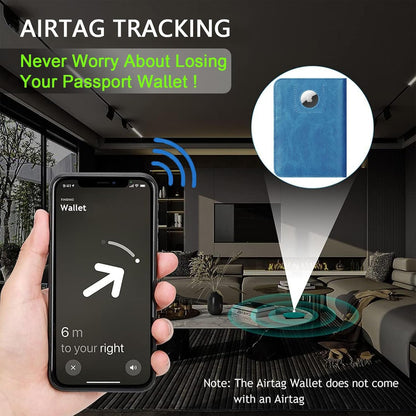 Airtag Passport Holder Cover Wallet Travel Essentials RFID Blocking Leather Card Case International Must Haves Travel Accessories for Women Men(119#Blue)