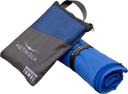 AqtivAqua Quick Dry Towel - Lightweight Microfiber Travel Towel w/Bag - Fast Drying Towel Set for Camping, Beach, Pool, Gym, Backpacking, Sports, Yoga & Swim Use, Hiking (Royal Blue, M:24"x40")