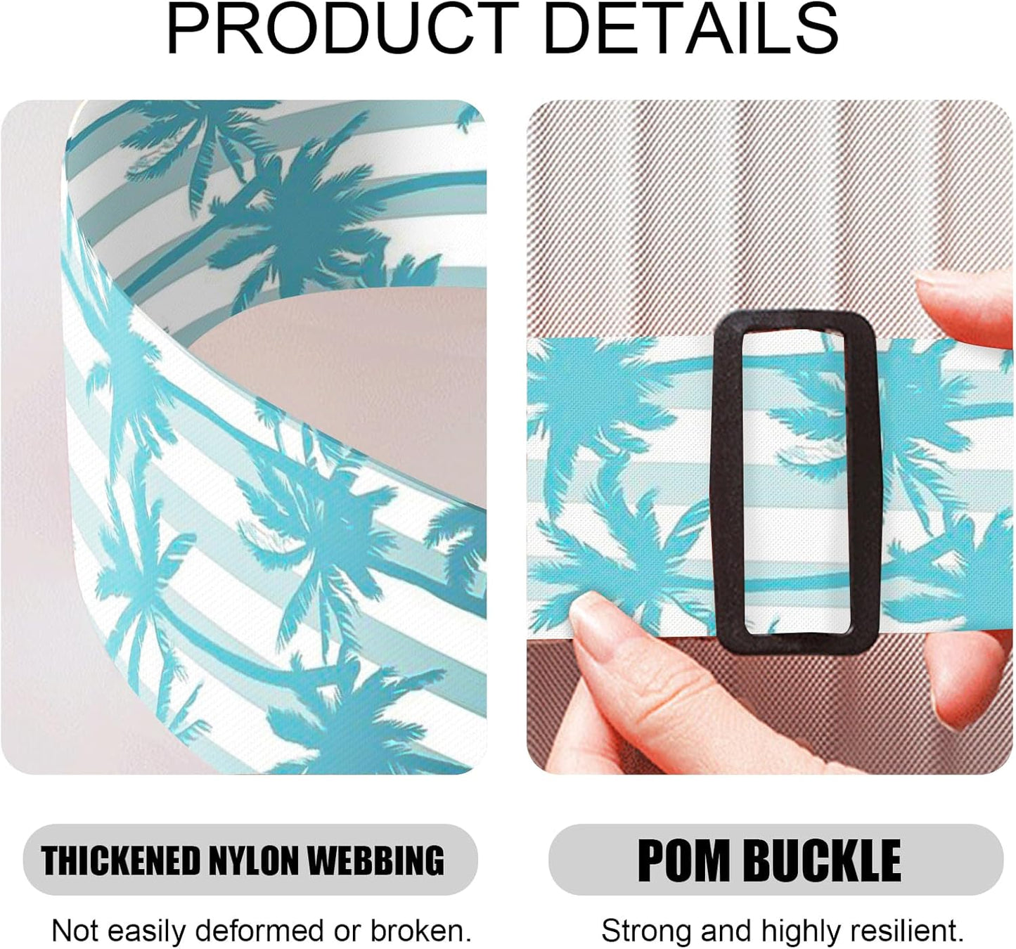 2 Pack Luggage Straps, Adjustable Cute Printing with Combination Lock Luggage Straps for Women Men Travel School Business Trips-Coconut Trees