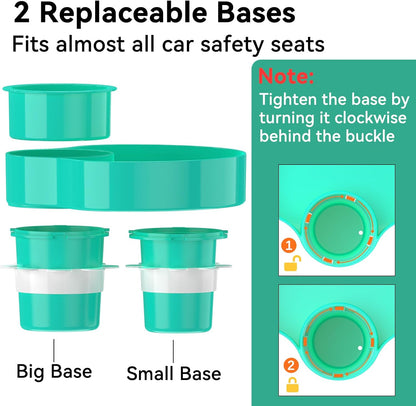 [2 Packs] Kids Car Seat Tray, Travel Tray with Cup Holder for Toddler Baby, Kids Car Seat Food Snack Organizer for Road Trip, Stroller snack Organizer Travel Must Haves Toddler Must Haves (Cyanine)