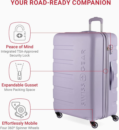 SwissGear 7366 Hardside Expandable Luggage with Spinner Wheels, Evening Haze, Checked-Large 27-Inch