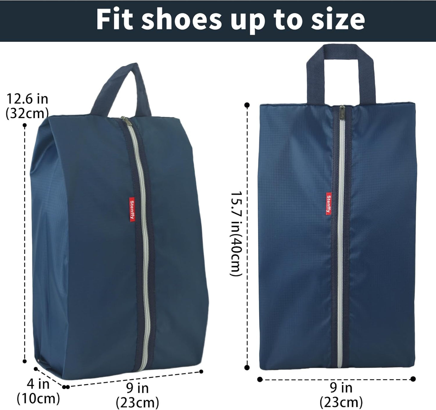 6pcs Portable Shoe Organizer, Travel Pouches with Zipper, Golf Shoe Bags, Clothes Bags, Soccer Cleats Bag Shoe Pouch for Gym, Waterproof, Odor-Resistant (Navy Blue)