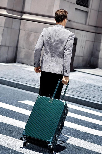 HotWay 26 Inch Checked in Luggage with Aluminum Frame,PC Hard Shell Suitcase with Spinner Wheels and TSA Lock, Large Suitcase for Business Travel, Green