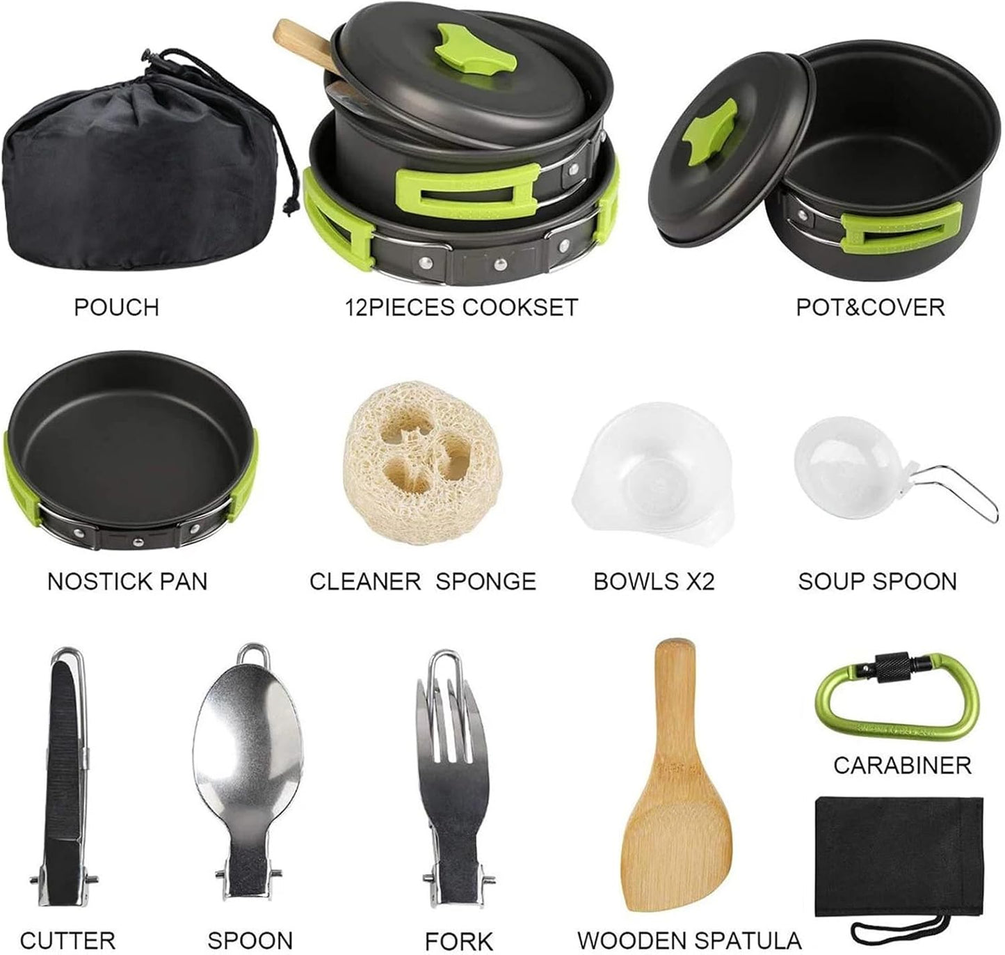 MEETSUN Lightweight Backpacking Cookware Set, Aluminum Camp Cooking Set with 1L Pot,Camping Mess Kit for 1 with Folding Tableware Perfect for Backpacking Stove Kit,Outdoor,Hiking,Survival,Emergency.