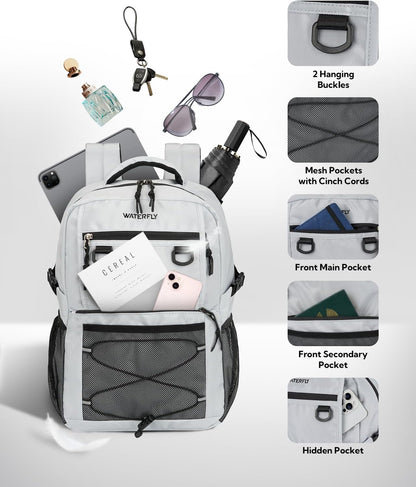 WATERFLY Travel Hiking Casual Backpack: 22L Lightweight Everyday Outdoor City Daypack College Bookbag for Woman Man