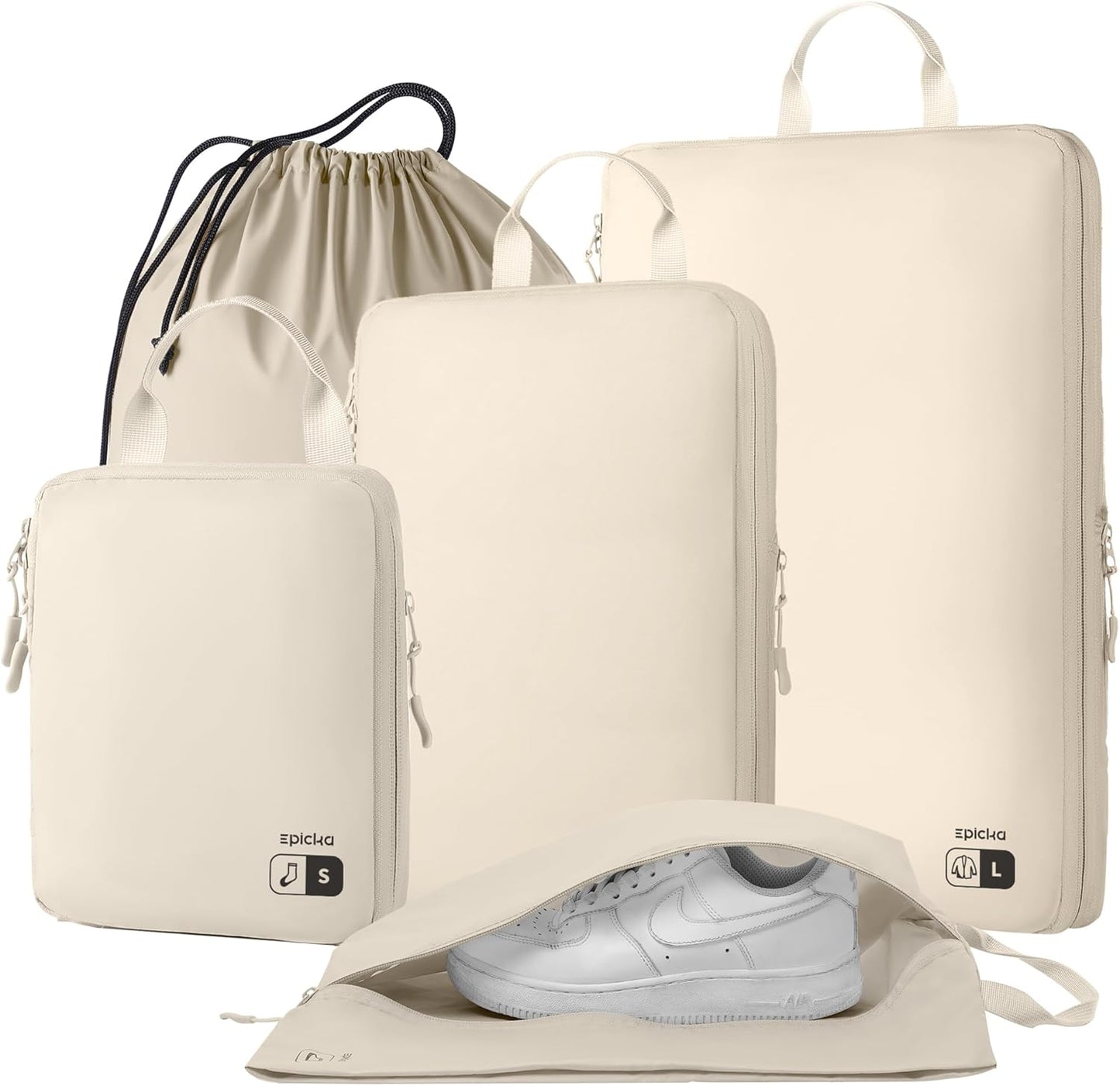 EPICKA 5 Set Ultra-Lightweight Compression Packing Cubes - Water Resistant Durable Travel Organizers Bags, Expandable Travel Accessories for Carry on, Luggage, Suitcase, Backpack