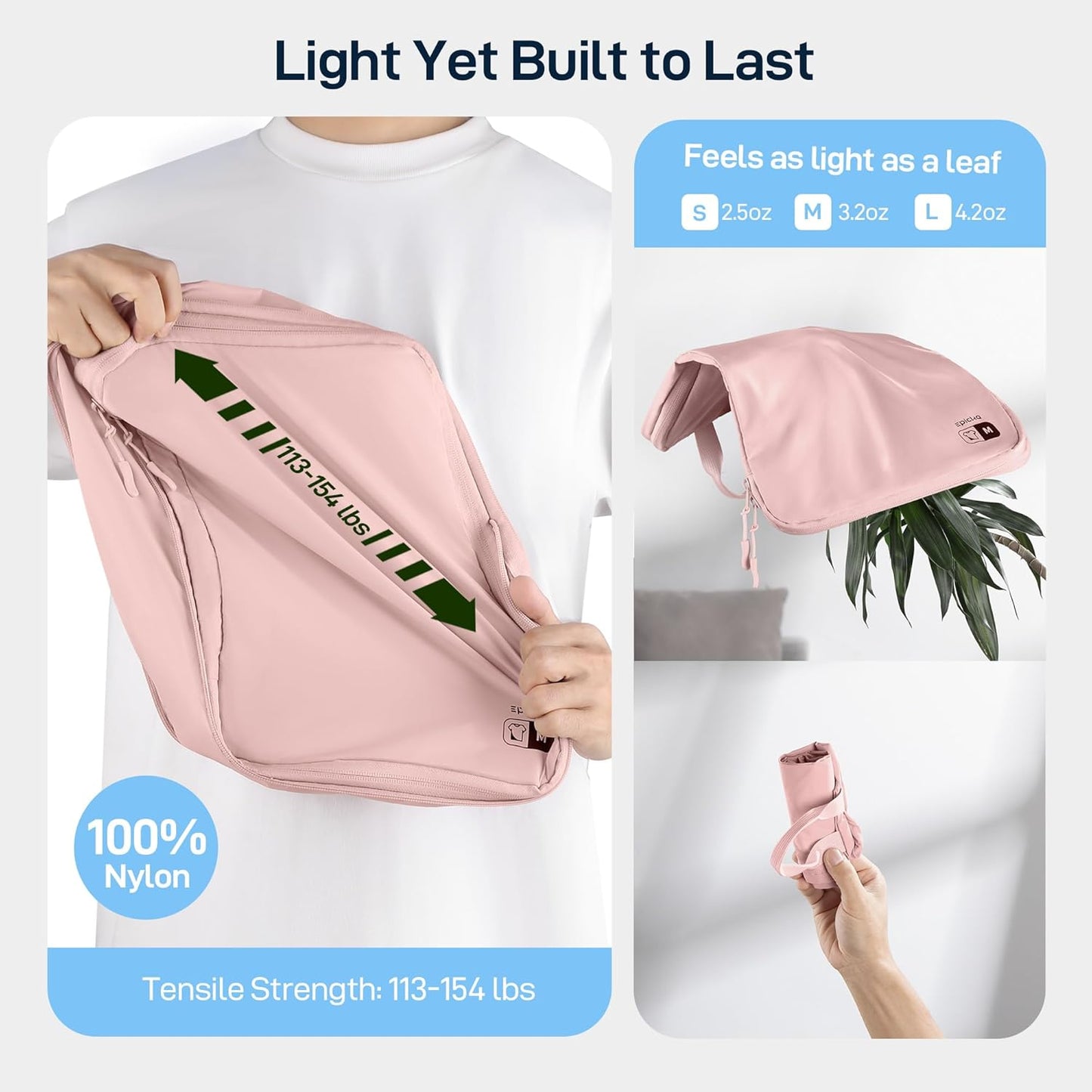 EPICKA 4 Set Ultra-Lightweight Compression Packing Cubes - Water Resistant Durable Travel Organizers Bags for Women, Expandable Travel Accessories for Carry on, Luggage, Suitcase, Backpack (Pink)