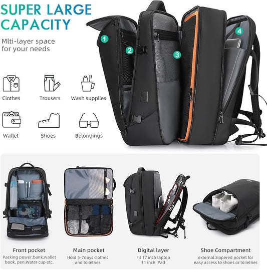 50L Carry on Travel Backpack, Expandable Airline Approved Backpacks - Image 2