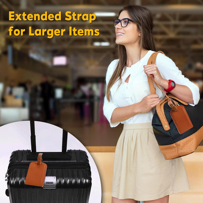 3 Pack Luggage Tags for Suitcases, TSA Approved Bag Tags, Baggage Tags with Privacy Protection, Travel Essentials Luggage Accessories, Brown