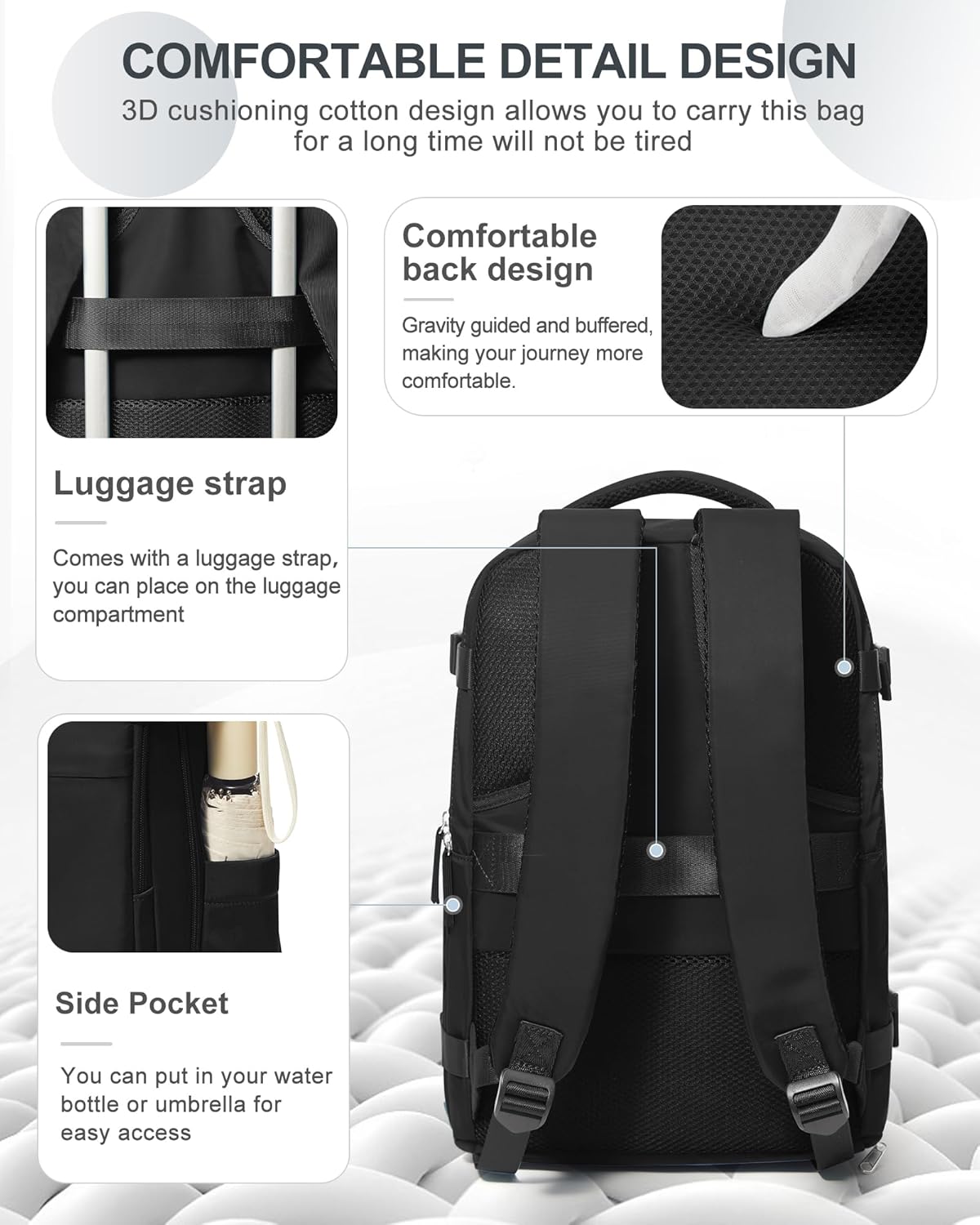 coowoz Travel Backpack Carry On for Women Man Black Gym Backpack with Laptop Compartment Mochila de Viaje Teacher Personal Item Backpacks Rucksack Airplane Accessories Must Haves Small