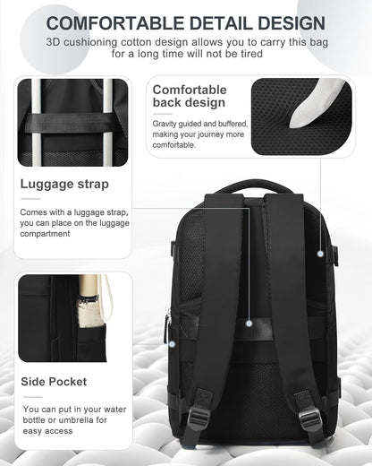 coowoz Travel Backpack Carry On for Women Man Black Gym Backpack with Laptop Compartment Mochila de Viaje Teacher Personal Item Backpacks Rucksack Airplane Accessories Must Haves Small