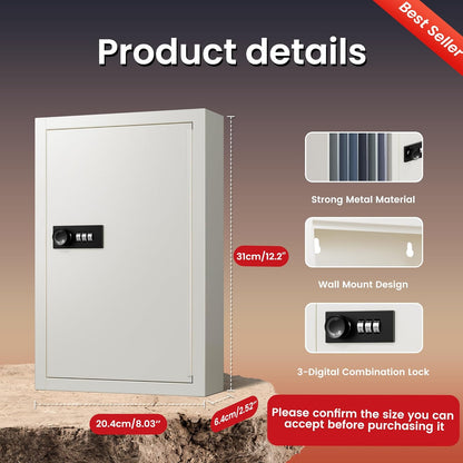 40 Keys Combination Key Lock Box with Code, Key Box Wall Mount for Home Office Key Storage, Resttable Code