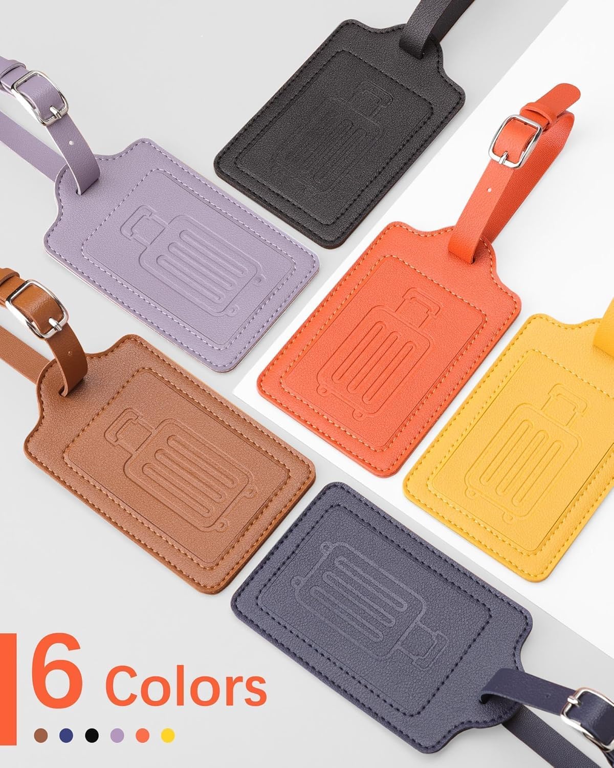Teskyer Luggage Tags for Suitcases, TSA Approved with Privacy Protection Cover, Premium Faux Leather Bag Tags for Travel - 4 Pack, Brown