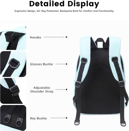 Lanola Basic Multi-Pocket Multipurpose Backpack Classical Water Resistant Student Bookbag For School Business Travel or Casual Daypack Backpacks For Men Women - Blue