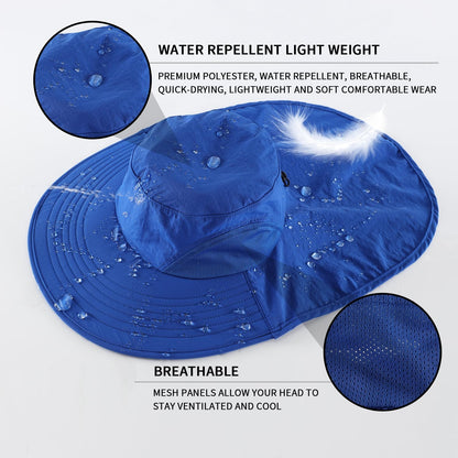 Home Prefer Outdoor UPF50+ Sun Hat Wide Brim Mesh Fishing Hat with Neck Flap