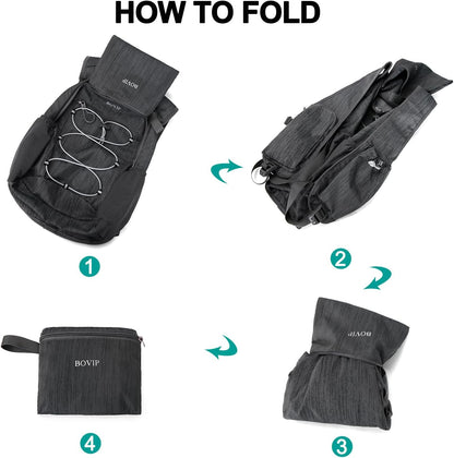 BOVIP 20L Hiking Backpack Lightweight Packable Hiking Daypack Small Travel Outdoor Foldable Shoulder Bag Black