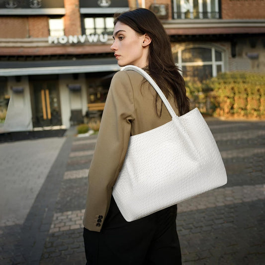 KKXIU Tote Bag for Women Vegan Leather Shoulder Purse Large Capacity Travel Bag