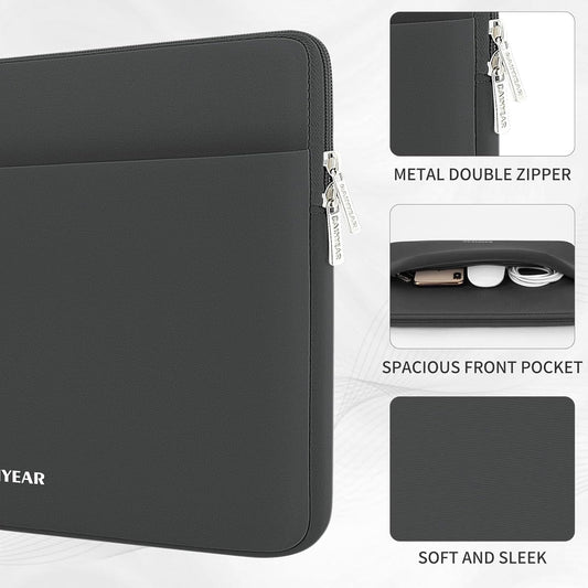 RAINYEAR Laptop Sleeve Case 15.6 Inch, Protective Portable Case with Front Pocket, Briefcase Handbag Computer Carrying Bag Laptop Bag Compatible for HP, Dell, Asus, Lenovo, Notebook, Gray