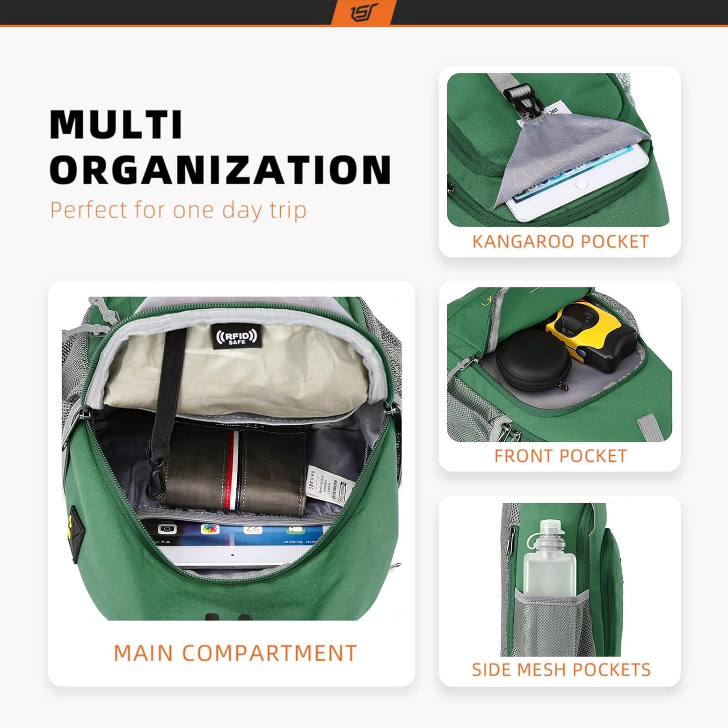 SKYSPER Sling Bag RFID Crossbody Sling Backpack Cross Body Shoulder Bag Travel Hiking Daypack for Women Men