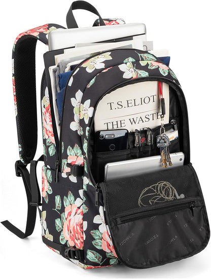 Tzowla Backpack Purse for Women, Stylish Travel Casual Daypack, Work Shopping Bag Light Weight For Men Fits 15.6 Inch Laptop Netbook- Flower