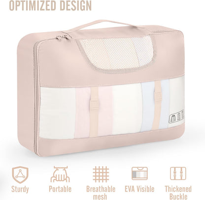 Veken 10 Set Packing Cubes for Travel, Beach Vacation Essentials Accessories for Cruise Ship, Suitcase Organizer Bags for Luggage with Hanging Toiletry & Shoe Bag, Birthday Gifts for Women Mom Her