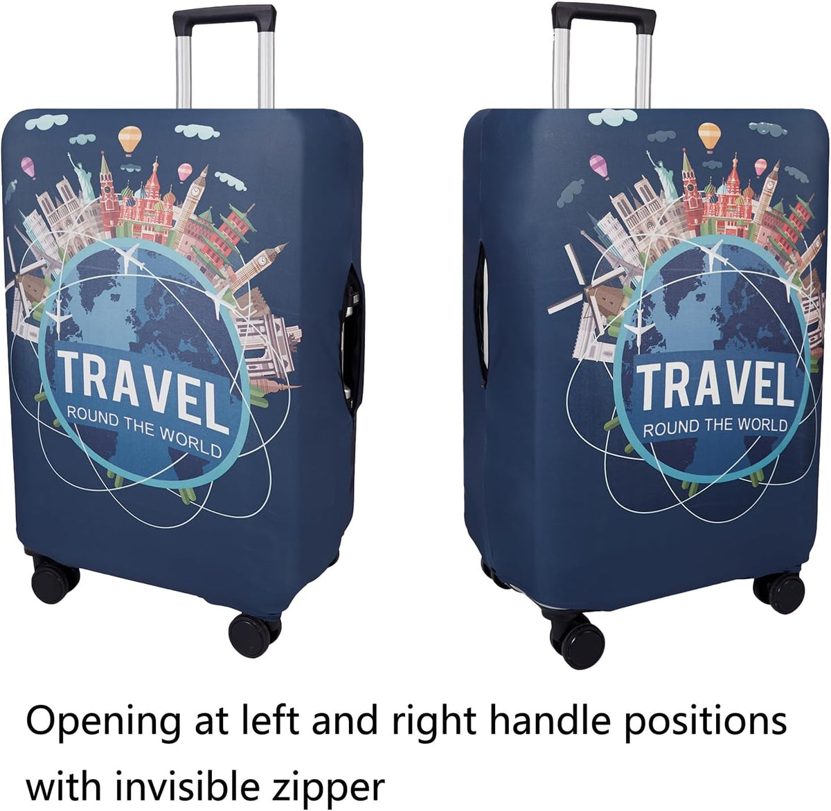 WUJIAONIAO Travel Luggage Cover Baggage Suitcase Cover Protector Skins 18-32 Inch (A9 TRAVEL, S (for 18-20 inch luggage))