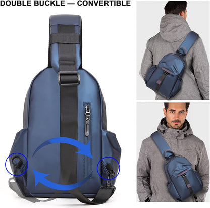 Crossbody Messenger Bag for Women Men Travel Backpack Convertibale Sling Bag Travel Hiking Daypack，Water-Resistant (navy, small)