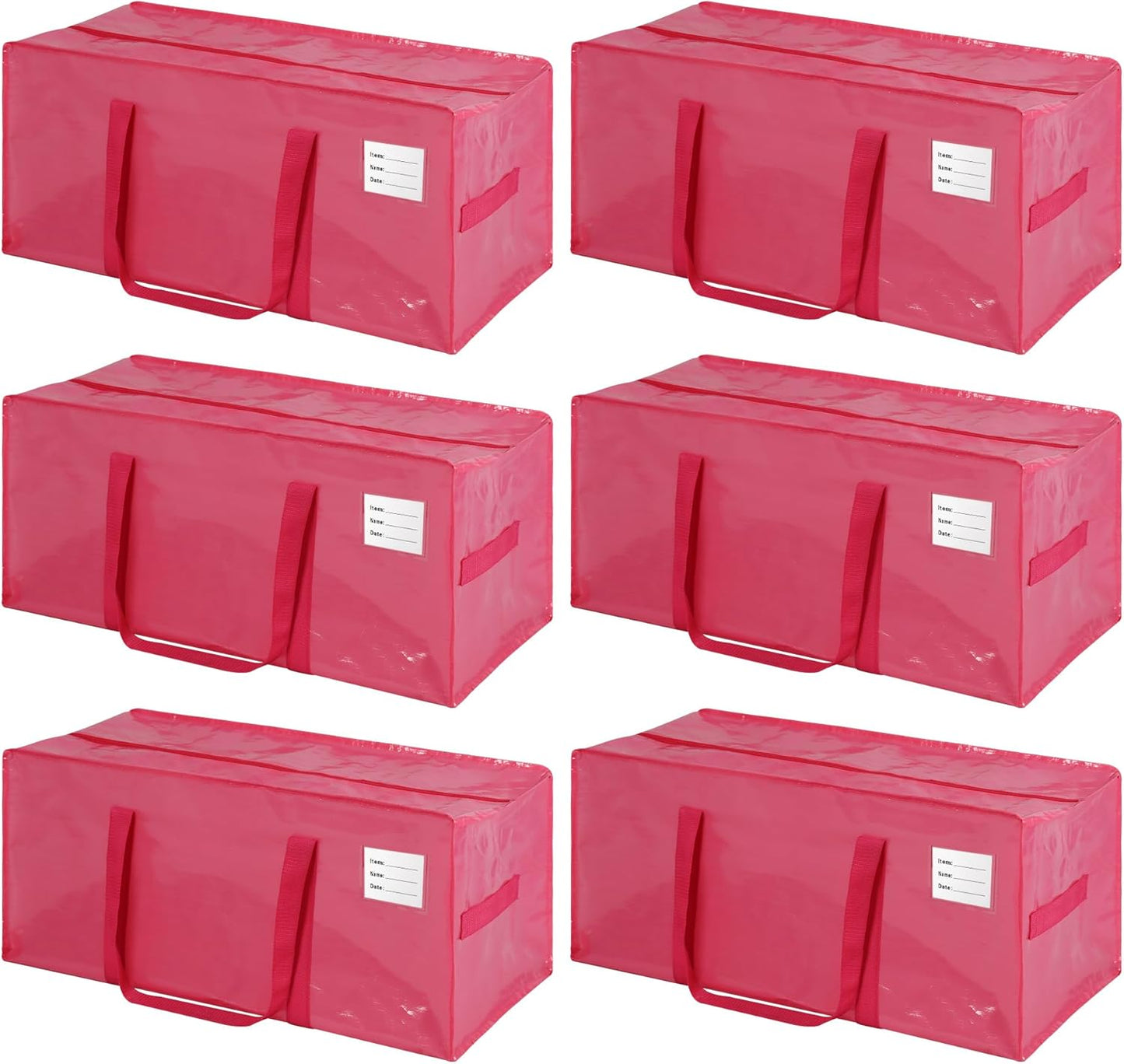 6 Pack Heavy Duty Extra Large Moving Bags with Handles,Waterproof Foldable Storage Totes, Clothing Storage Bags, Packing Moving Boxes for College Supplies, Pink