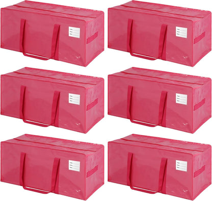 6 Pack Heavy Duty Extra Large Moving Bags with Handles,Waterproof Foldable Storage Totes, Clothing Storage Bags, Packing Moving Boxes for College Supplies, Pink