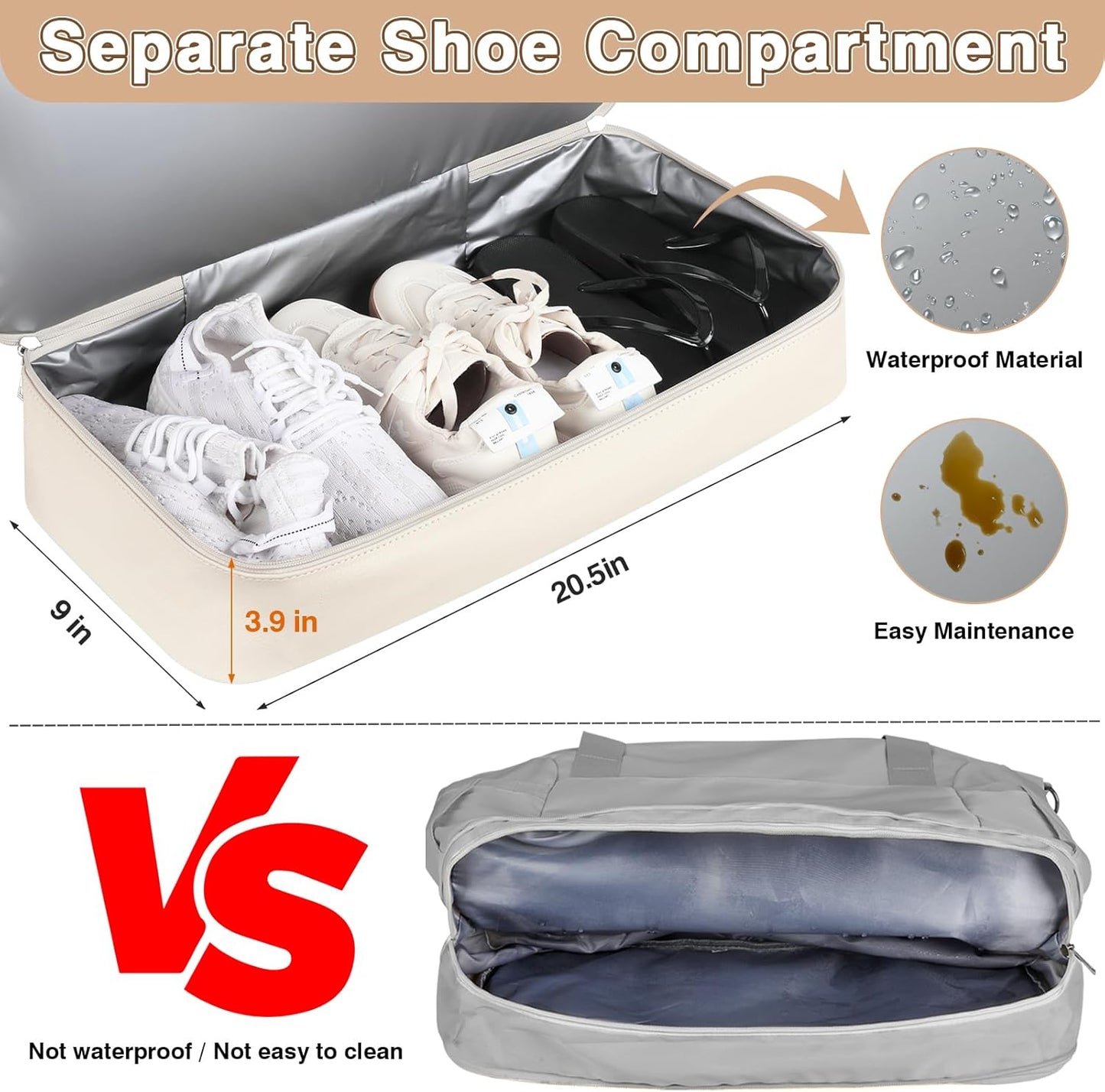 Weekender Bag for Women, Travel Duffel Bag Carry On Overnight Bag with Shoe Compartment Large Nylon Travel Weekend Tote Bag