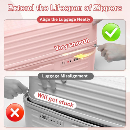 Krute Luggage Sets 2 Piece Suitcase PC+ABS Hardside Double Spinner Wheels TSA Lock Carry On Luggage 20+28 Inch (Pink)