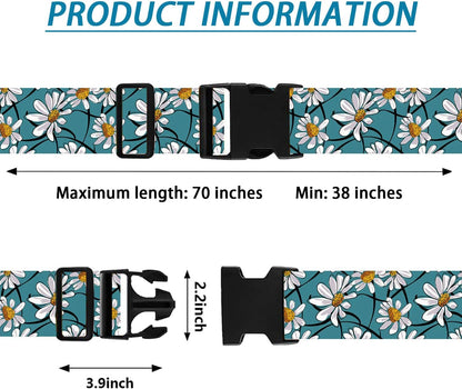 White Daisy Luggage Straps for Suitcases TSA Approved, Luggage Identifiers for Suitcase, Adjustable Suitcase Strap for Baggage Security with Cute Patten, Travel Necessary Accessories (2 Pack)